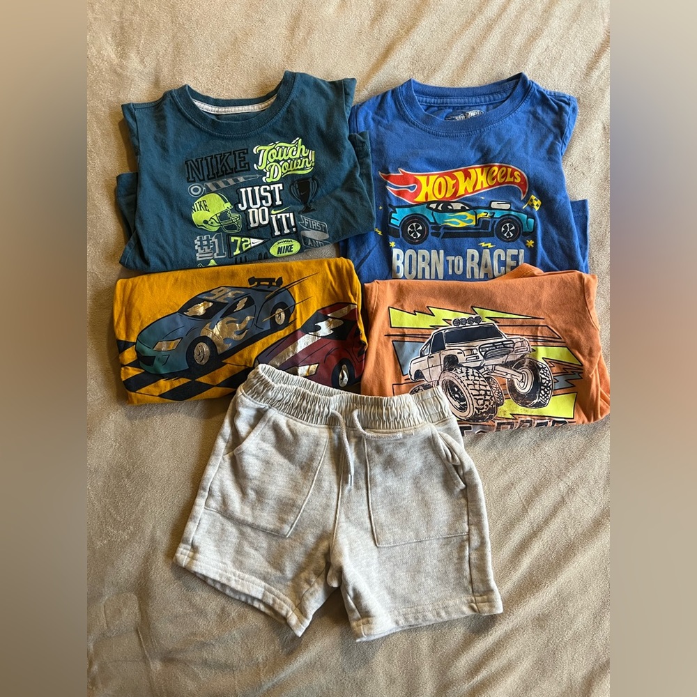 Set of four tshirts and a pair of shorts